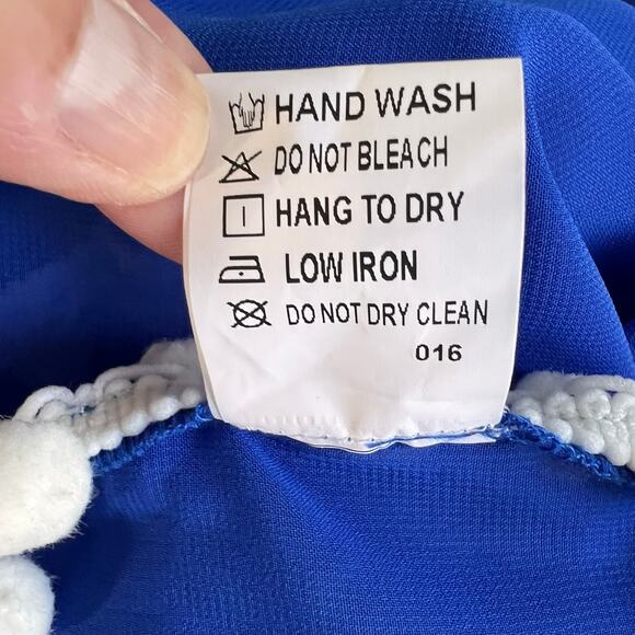 Chiffon Crochet Swimsuit Pullover Cover Up Womens S-M Blue White Beachy Vacation - Picture 15 of 15